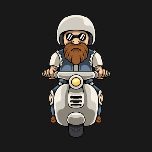 Bearded Man Riding Scooter T-Shirt