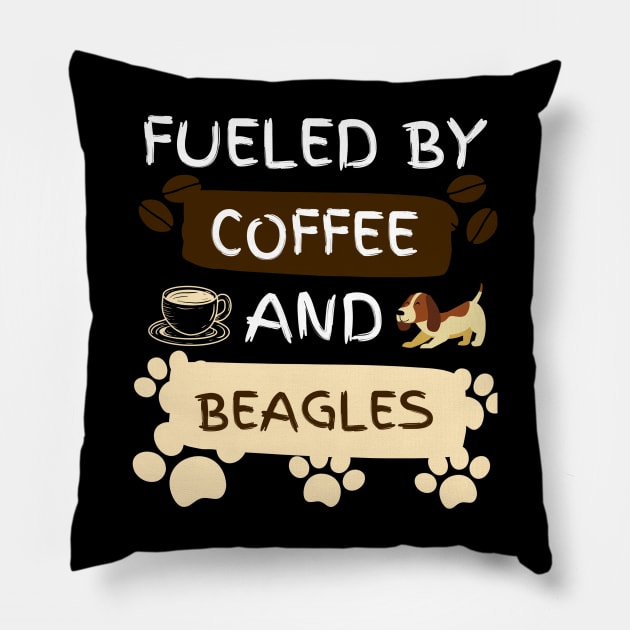 Fueled by Coffee and Beagles Pillow by jackofdreams22