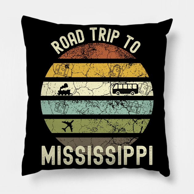 Road Trip To Mississippi, Family Trip To Mississippi, Holiday Trip to Mississippi, Family Reunion in Mississippi, Holidays in Mississippi, Pillow by DivShot 