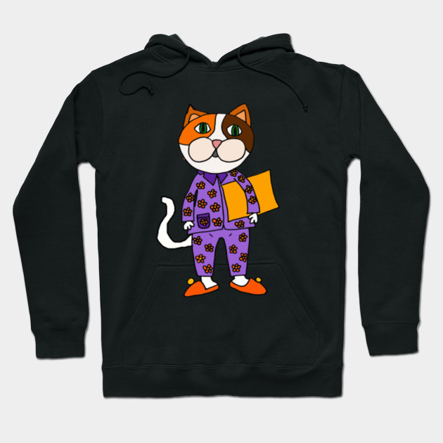 Cute Calico Cat Wearing Pajamas Cartoon Cat Hoodie Teepublic Uk