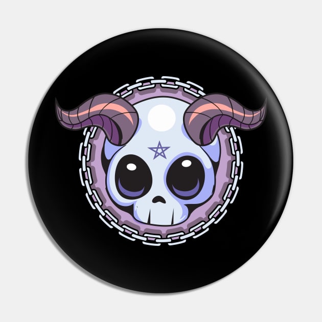 Pastel Goth Kawaii Skull Pin by DionArts