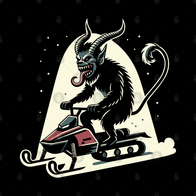 Krampus Riding a Snowmobile Krampusnacht by Huhnerdieb Apparel