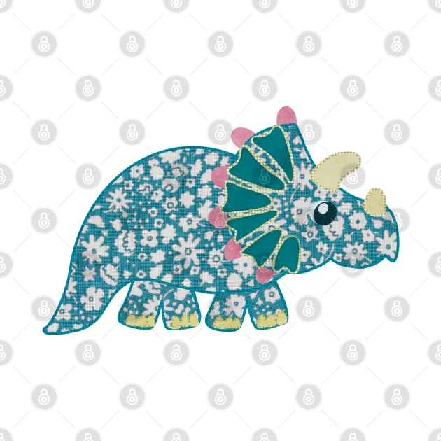 Vintage floral Triceratops Dinosaur by NattyDesigns