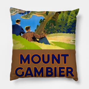 Vintage Travel Poster Mount Gambier Australia Pillow