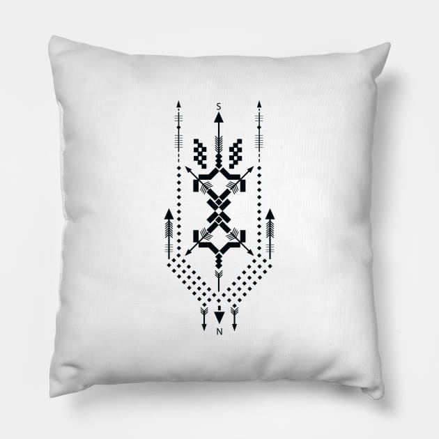 Boho Totem Compass Pillow by NomesInk