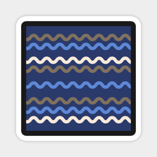 Waves by the beach - pasifika vibes  in blues, grey and white - deep calm - check out coordinating designs Magnet