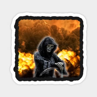 Grim Reaper In Flames Magnet