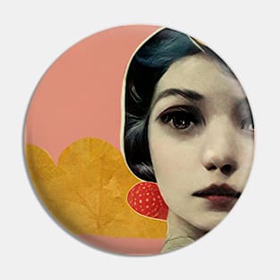 Woman with red lips looking straight ahead Pin