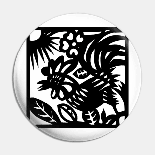 12 Zodiac Animal Signs Paper Cutting Rooster Pin