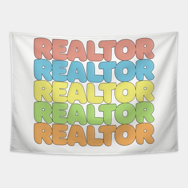 Retro 70s Styled REALTOR Typographic Design Tapestry by DankFutura