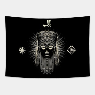 Sumerian God Enki Silhouette Tapestry