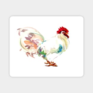 White Rooster Magnet