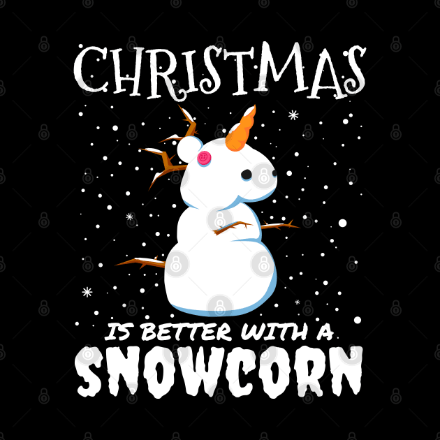 Christmas Is Better With A Snowcorn - Christmas snow unicorn gift by mrbitdot