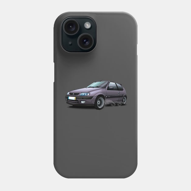 Citroen Saxo - Gray Phone Case by Mario Ramos Rally Art