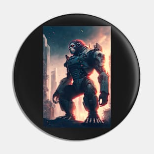 Giant futuristic robot cyborg Monkey attacking the city Pin