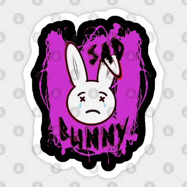 Sad Face Bunny Graphic Art - Bunny Face - Sticker | TeePublic