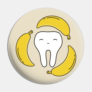 Cute Molar Banana illustration - for Dentists, Hygienists, Dental Assistants, Dental Students and anyone who loves teeth by Happimola Pin
