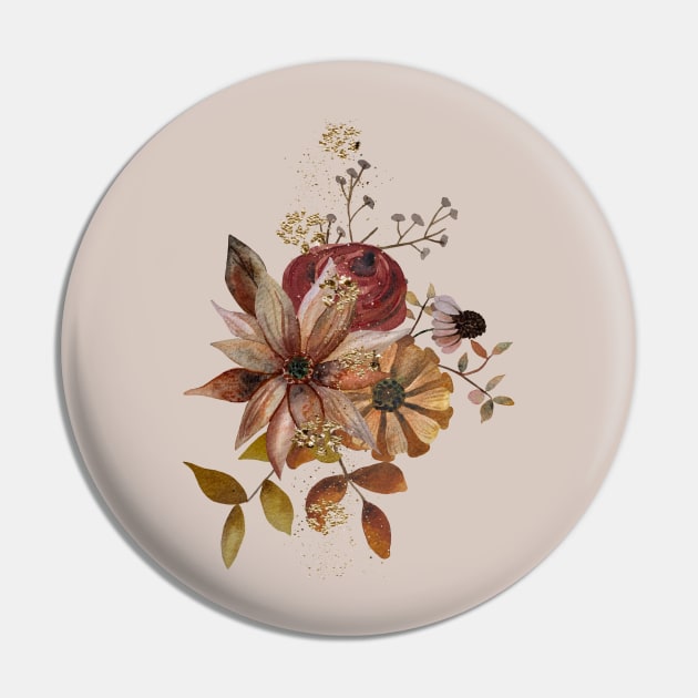 Autumn Watercolor Flowers with glitter - pale rose background Pin by From Mars