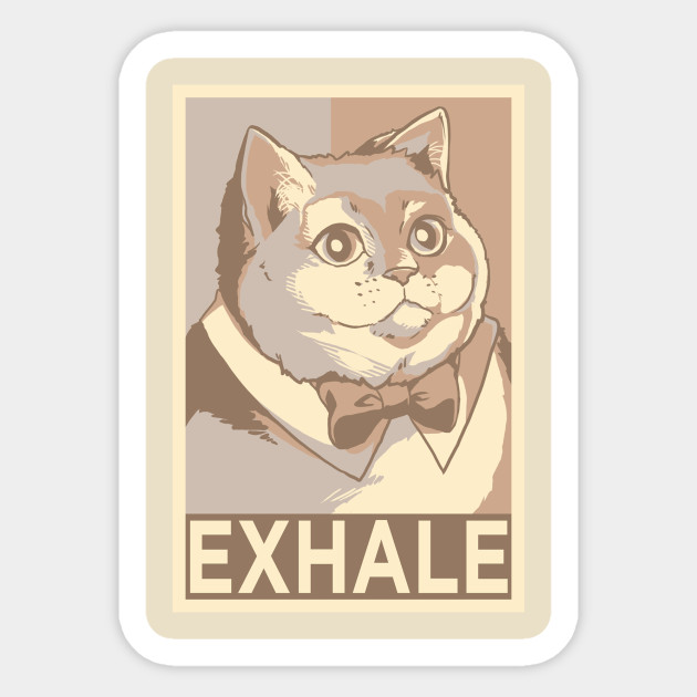 Exhale Heavy Breathing Cat Sticker Teepublic