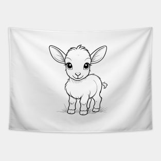 Cute Baby Goat Animal Outline Tapestry