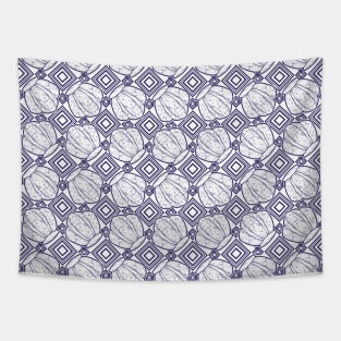 Beautiful Line Art Seashells Seamless Surface Pattern Design Tapestry