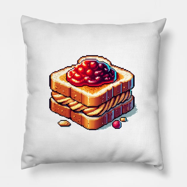 Peanut Butter And Jelly Sandwich Breakfast Yummy Sweet Kawaii Toast Pillow by Flowering Away