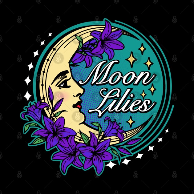 Retro Witch Moon Lilies by RavenWake