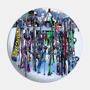 The Ski Party - Skis and Poles Pin