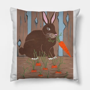 Carrots Rabbit - Rabbit Painting Pillow