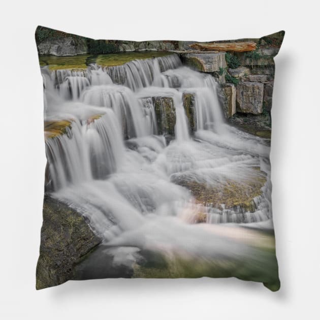SCENERY 25 - Fresh Waterfall Landscape Nature Cliff Pillow by artvoria