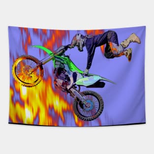 High Flying Freestyle Motocross Rider Tapestry