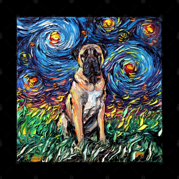 Bull Mastiff Starry Night by sagittariusgallery