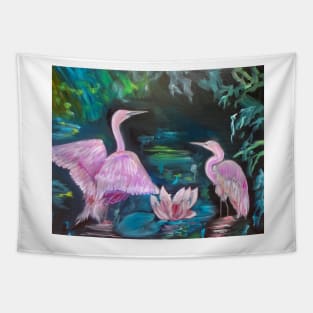 Pink Egrets Tapestry