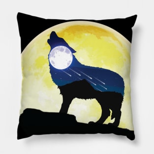 Beauty Animal Moon Wolf Pillow
