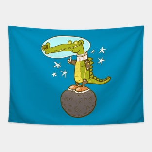 astronaut crocodile cartoon Tapestry