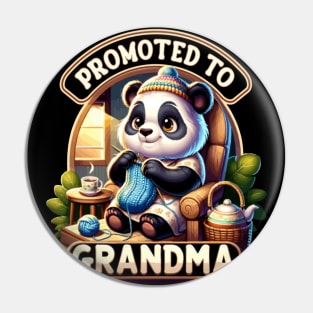 Grandma Pandas Knitting Time, Cozy Crafting Pin