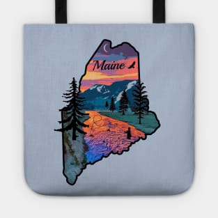 Fly Fishing Maine Mountain Sunset River Retro Tote