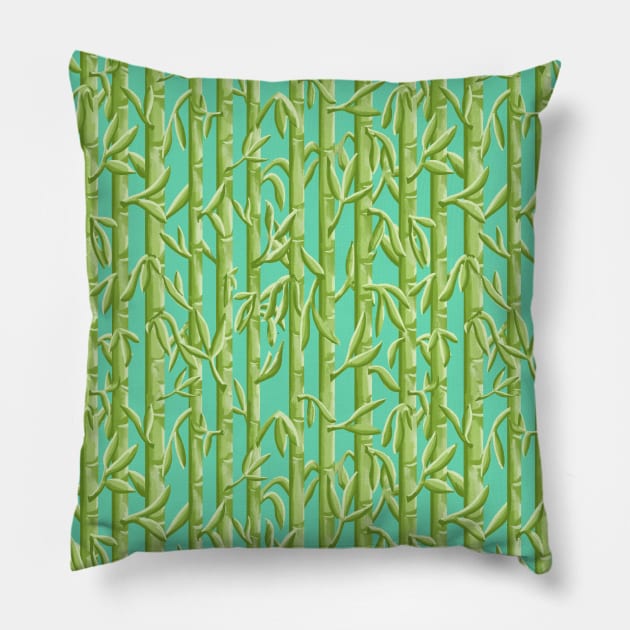 Bamboo Shoots- green Pillow by NickiPostsStuff