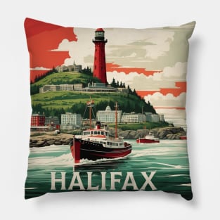 Halifax Nova Scotia Canada Vintage Poster Tourism Pillow