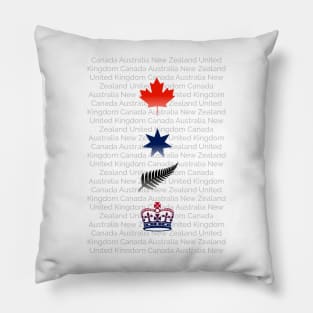 CANZUK: National Symbols With Background Names Pillow