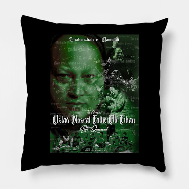 Nusrat Fathe Ali Khan Pillow by SAN ART STUDIO 