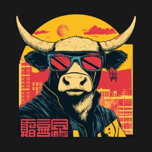 Cool retro cow in glasses ushi Hiroshi Nagai T-Shirt