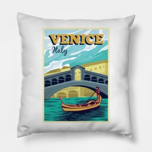 Venice, Italy - Vintage Travel Poster Pillow