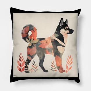 70s Norwegian Elkhound Vibes: Pastel Pup Parade Pillow