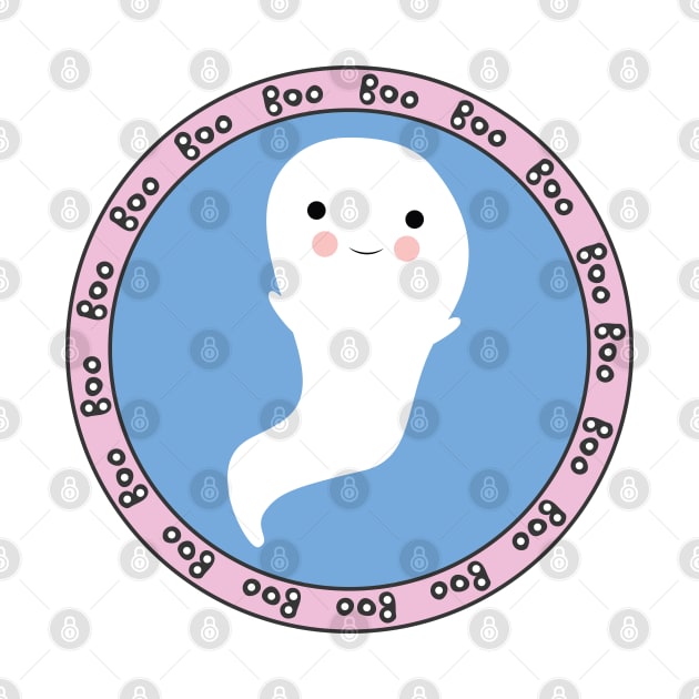 Sweet Ghost Emblem Halloween Circle Design by frokenfryxell