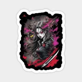 Colorful anime bloody vampire girl lots of red manga style Magnet