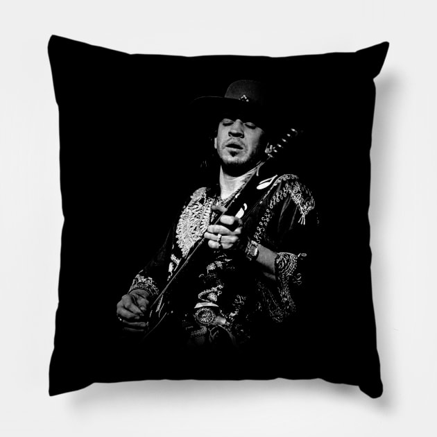 Texas Flood of Guitar Celebrate the Iconic Music of Stevie Ray Vaughan with a Stylish T-Shirt Pillow by QueenSNAKE