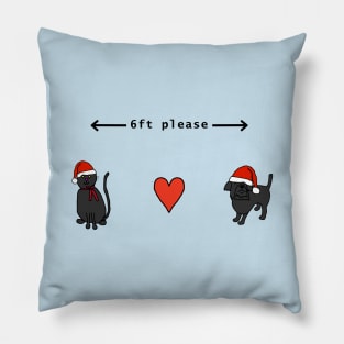 Cats and Dogs Social Distancing at Christmas Pillow