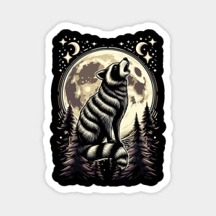 Raccoon Howling at the Moon Magnet