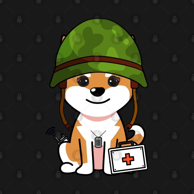 Cute orange dog is an army medic by Pet Station